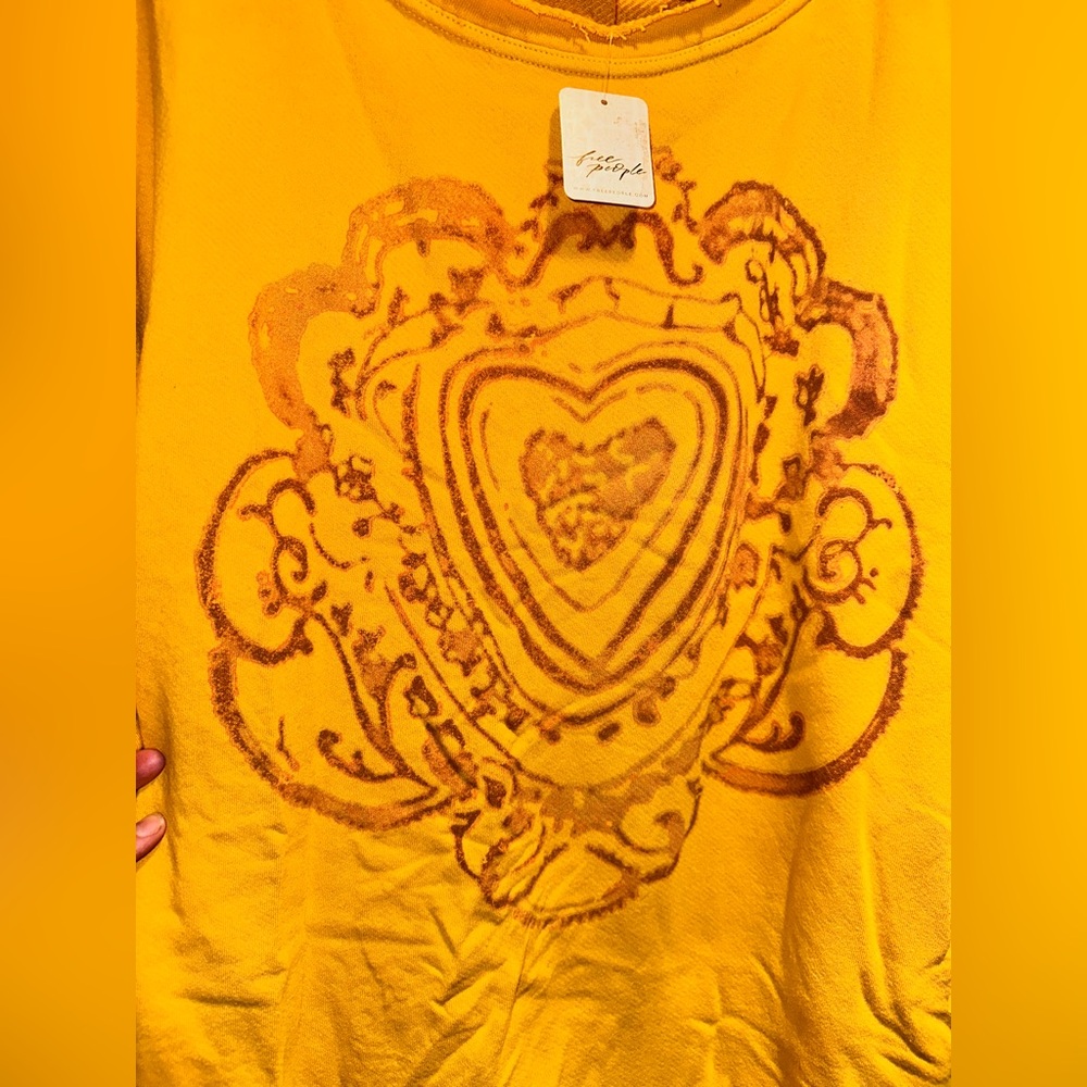 NWT FREE PEOPLE Doily Sweatshirt - Mustard - Picture 6 of 9